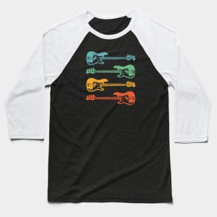 P-Style Bass Guitar Cool Retro Colors Baseball T-Shirt